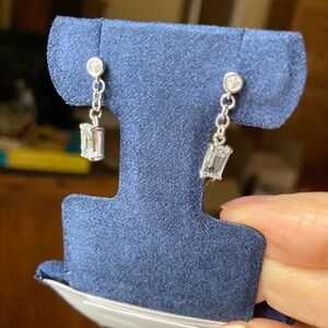 Ice Blue Topaz Silver Drop Earrings NWOT